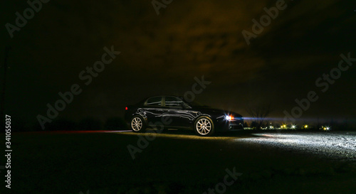 car driving in night