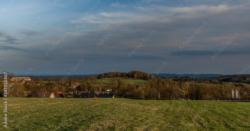 Obraz premium Roprachtice village in spring evening near sunset time
