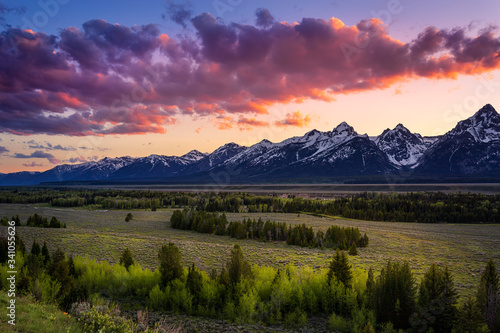 Colorful sunset in Grand Teton National Park