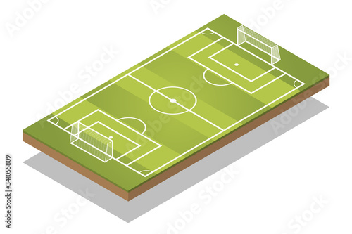 Vector football and soccer sport field isometric. - Sport court for infographic.