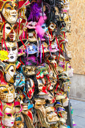 CARNIVAL OF VENICE: exquisite typical colored masks in a shop window