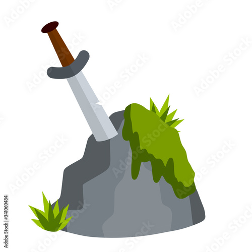 Legendary Excalibur. Knight and king Arthur test element.