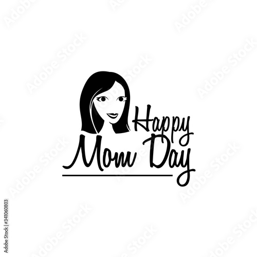 Vector illustration with beautiful woman. Happy Mothers Day lettering