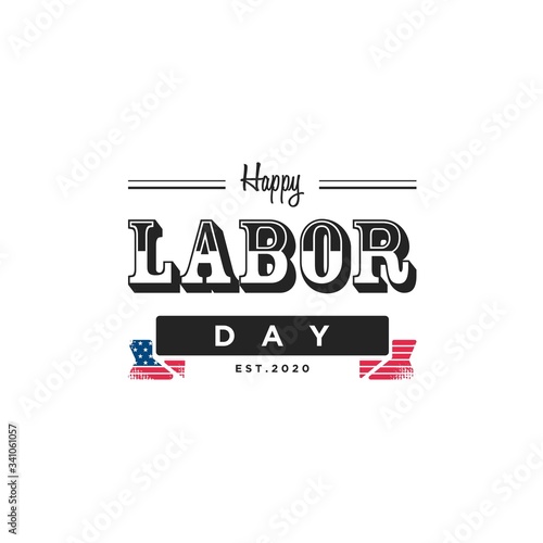 Happy labor day typography emblems, Isolated vector elements. Happy Labor day vector logo design template.