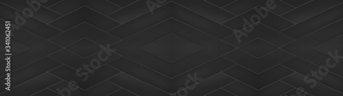Black anthracite modern geometric rhombus rue diamond texture tiles background banner panorama long