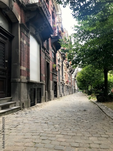 Empty cobble stone streets while people are at home