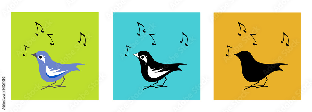 Song Bird Black and White and Color Variation Song Bird Black and White and Color Variation
