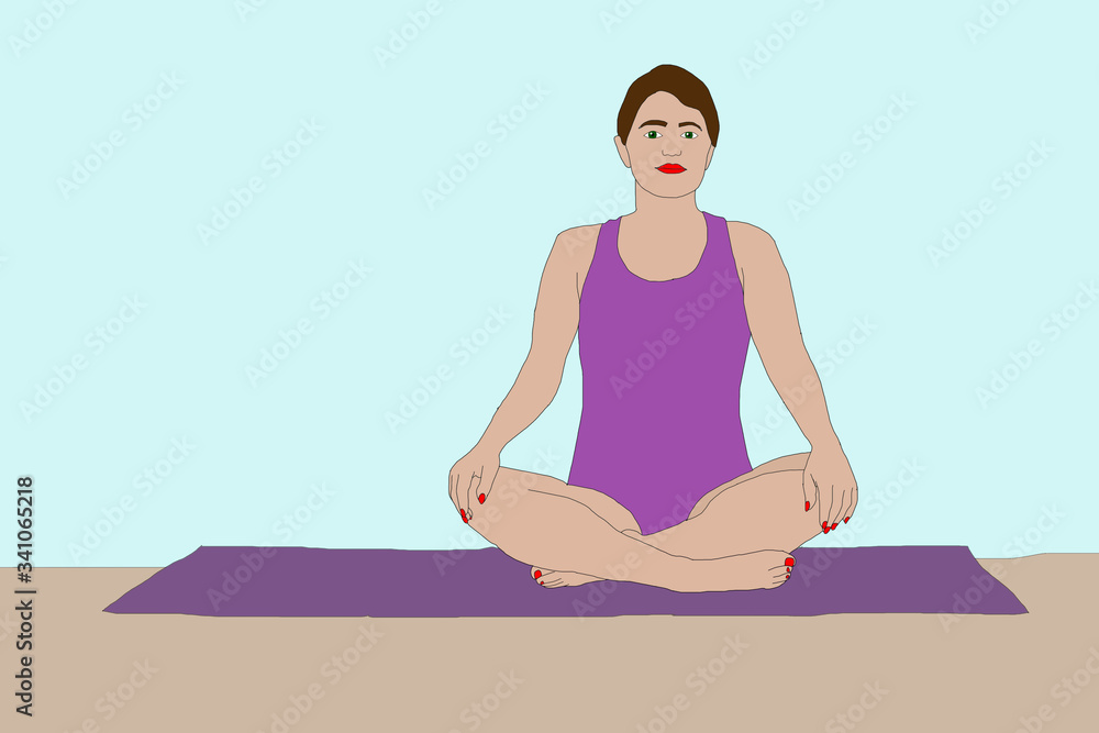 illustration of home yoga with ginger girl . Keep calm and do yoga. illustration of home yoga with ginger girl . Keep calm and do yoga.