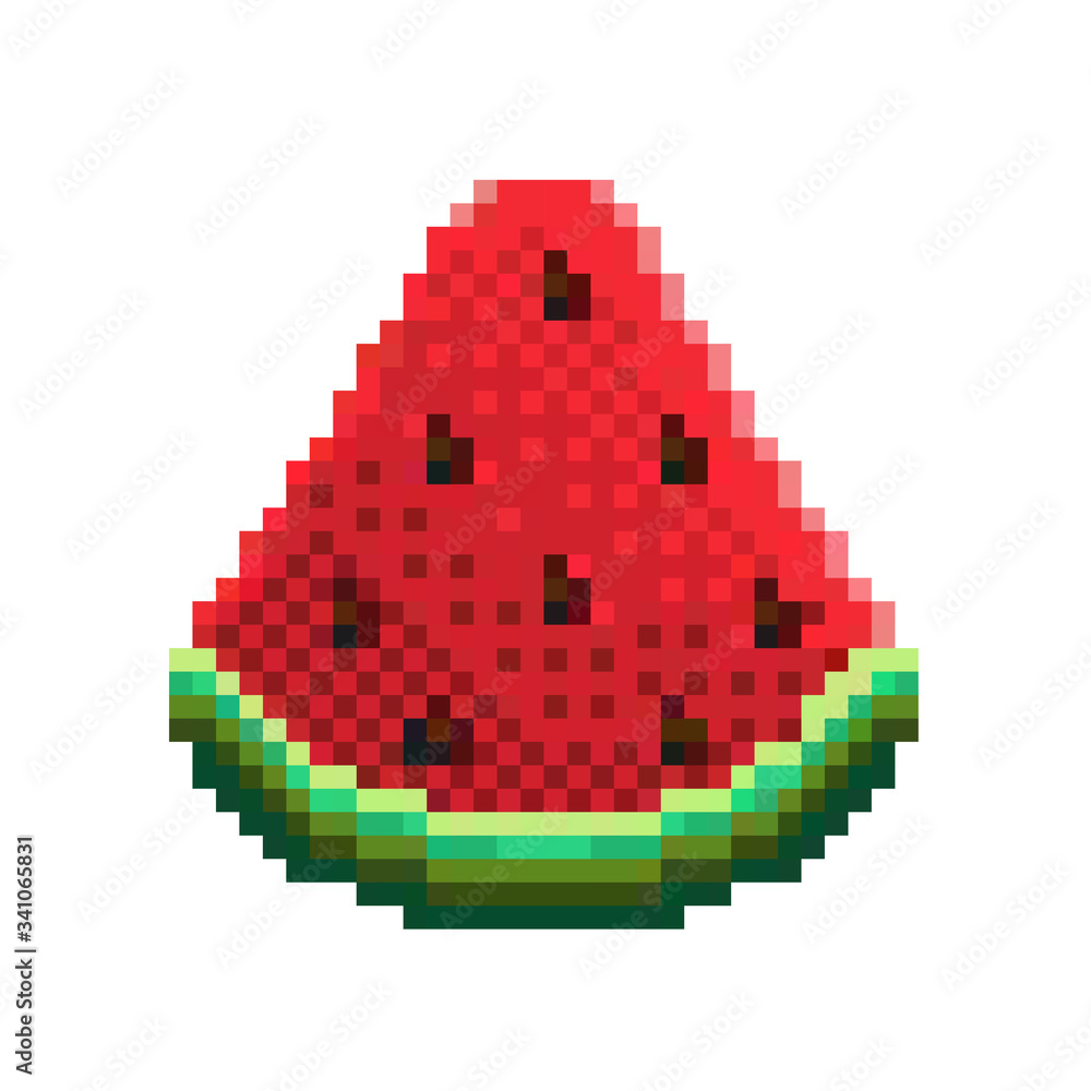 Obraz premium Pixel watermelon icon, 32X32 vector illustration