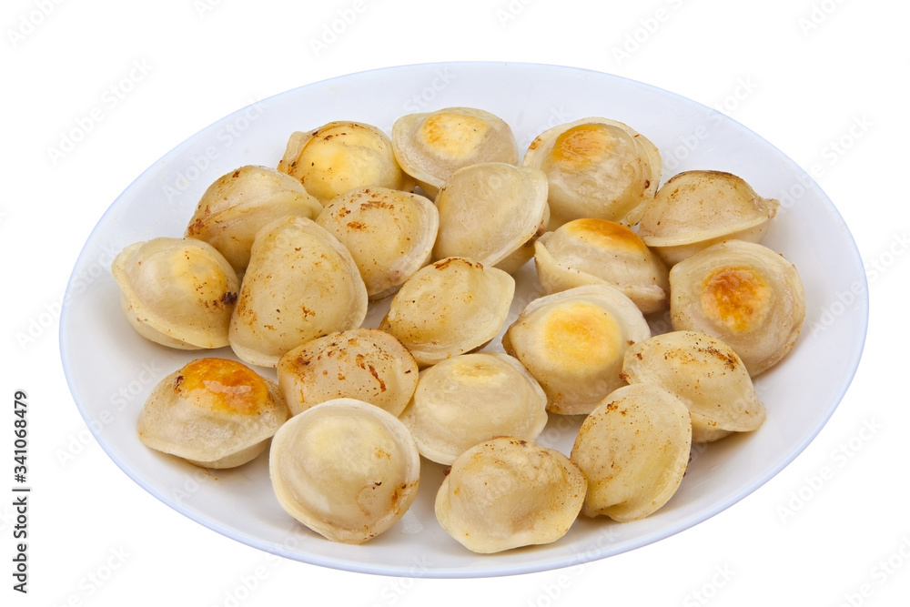 fresh hot appetizing dumplings on  plate