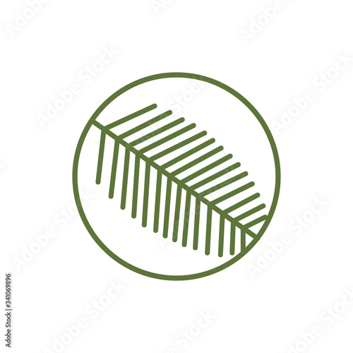 The stylized image of leaves of a fern or palm tree branches. Vector image of branches in a circle. Idea sign, logo or icon for your business.