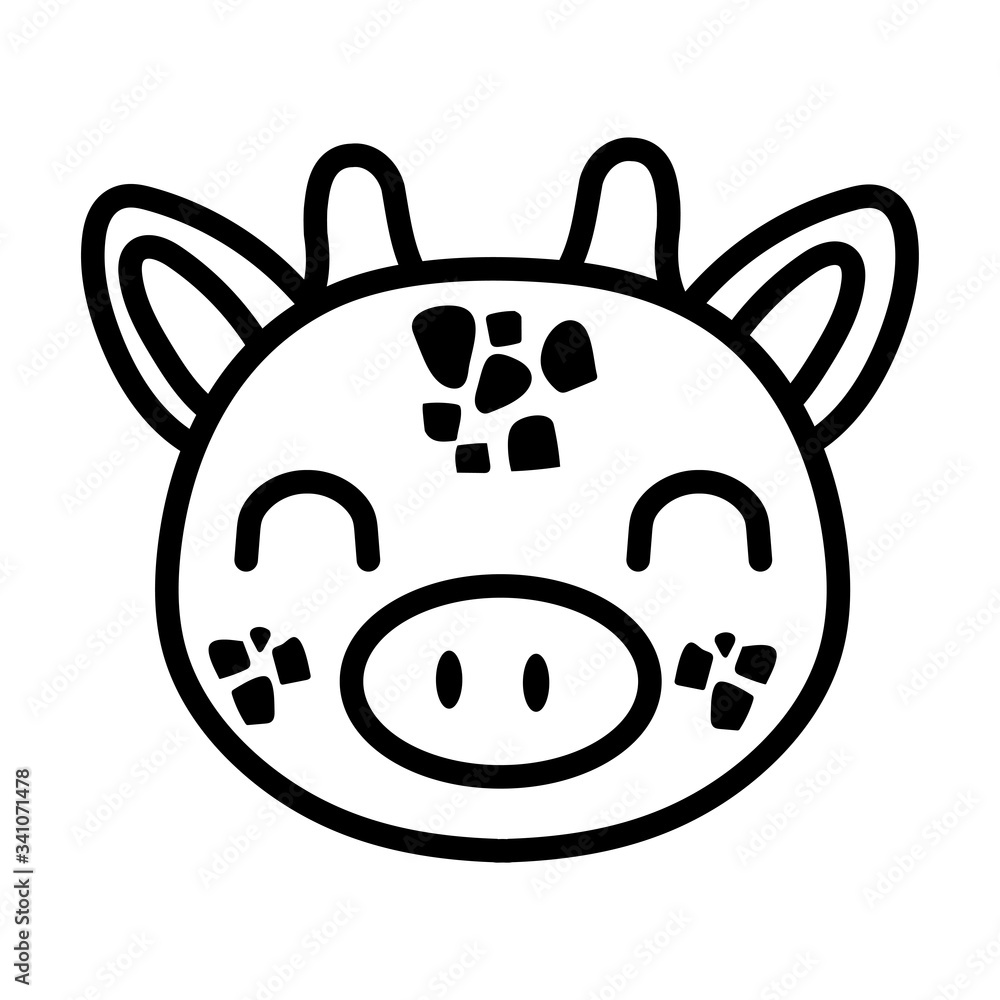 cute giraffe wild animal line style icon