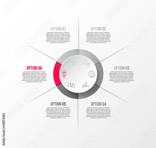 Gray infograph with business icons. Flowchart. Vector