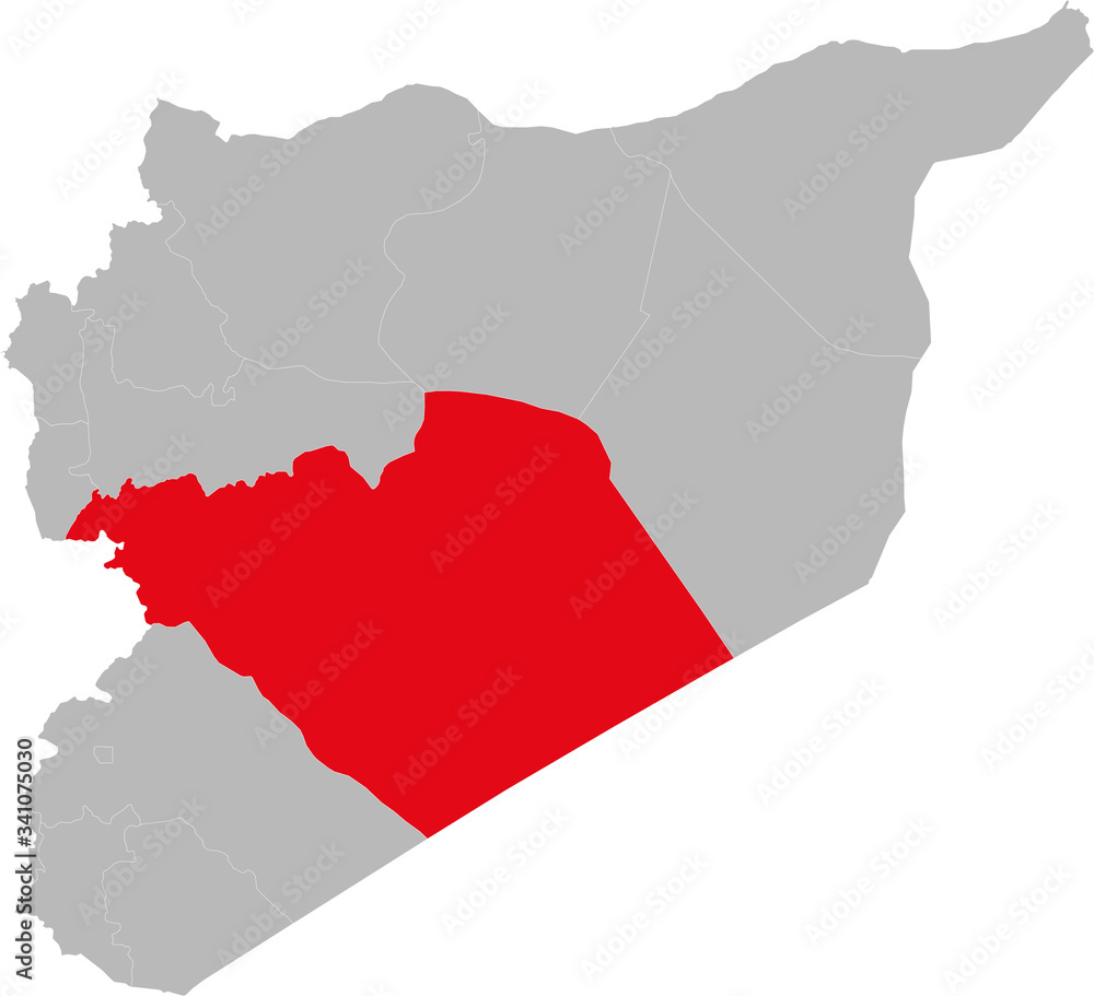 Homs highlighted on syria map. Light gray background. Perfect for Business concepts, backgrounds, backdrop, sticker, chart, presentation and wallpaper.