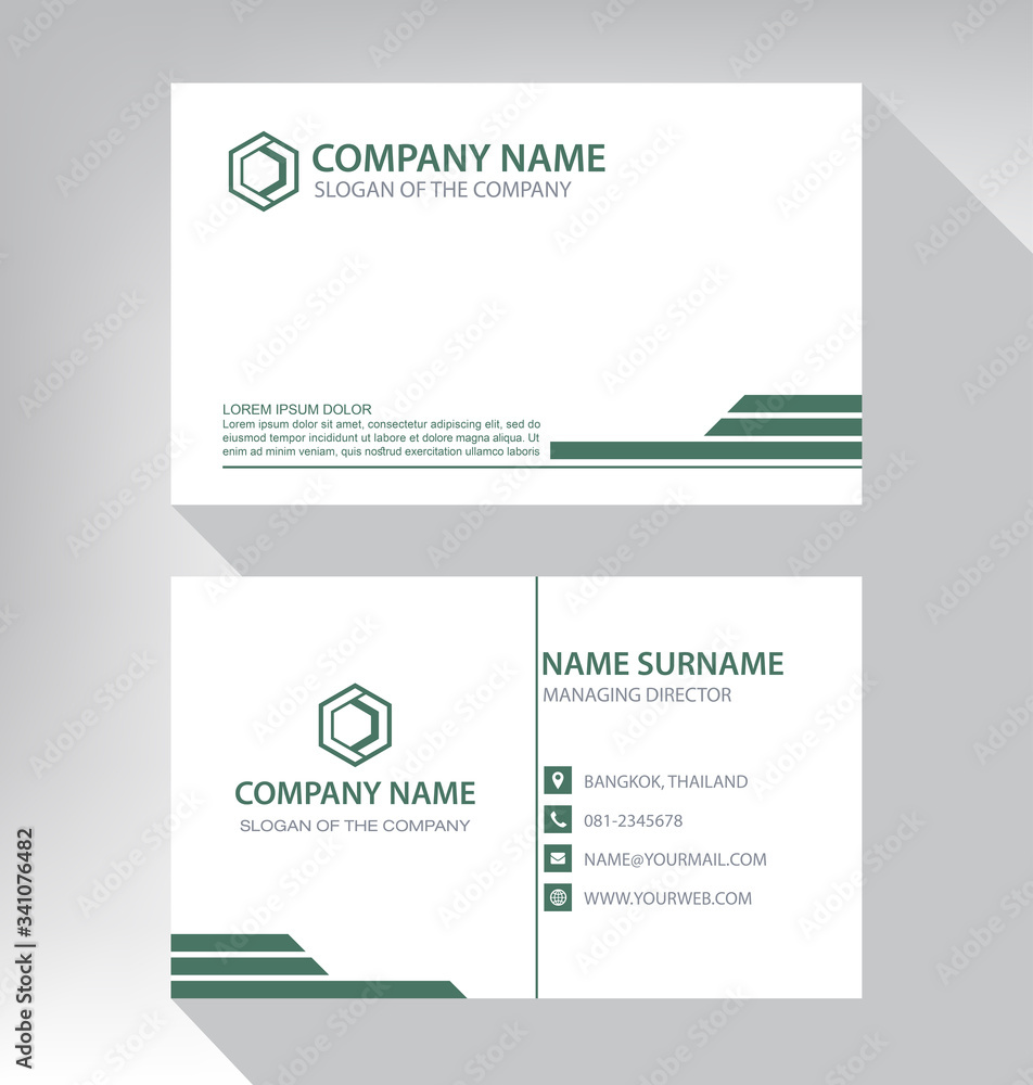 Modern. vector business card template. design green and white color