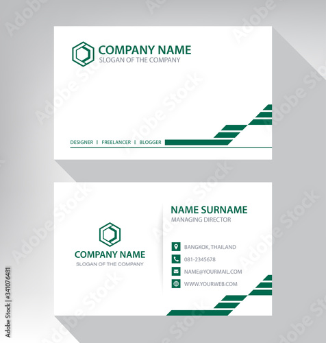 Modern. vector business card template. design green and white color