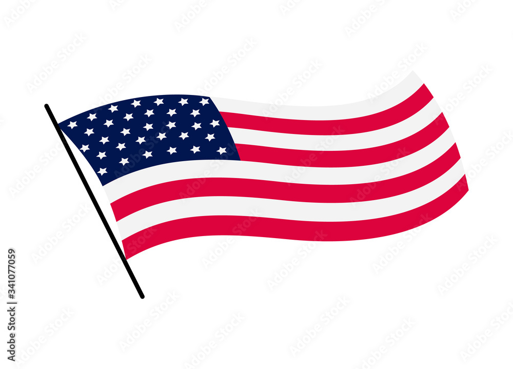 Waving flag of the United States of America. Illustration of wavy American Flag. National symbol, American flag on white background - vector illustration Waving flag of the United States of America. Illustration of wavy American Flag. National symbol, American flag on white background - vector illustration