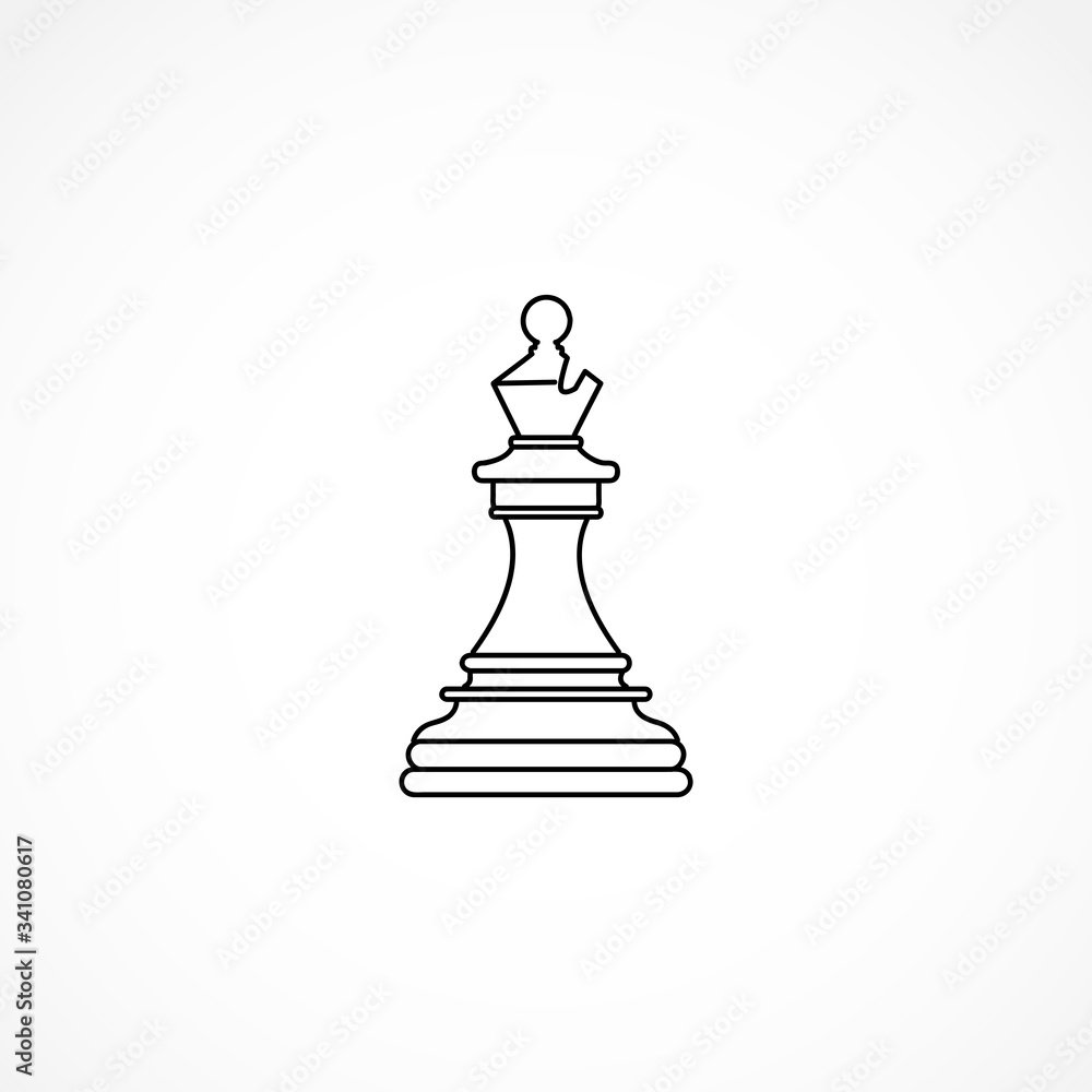 Bishop Chess piece line icon. Chess icon on white background for web and mobile Bishop Chess piece line icon. Chess icon on white background for web and mobile