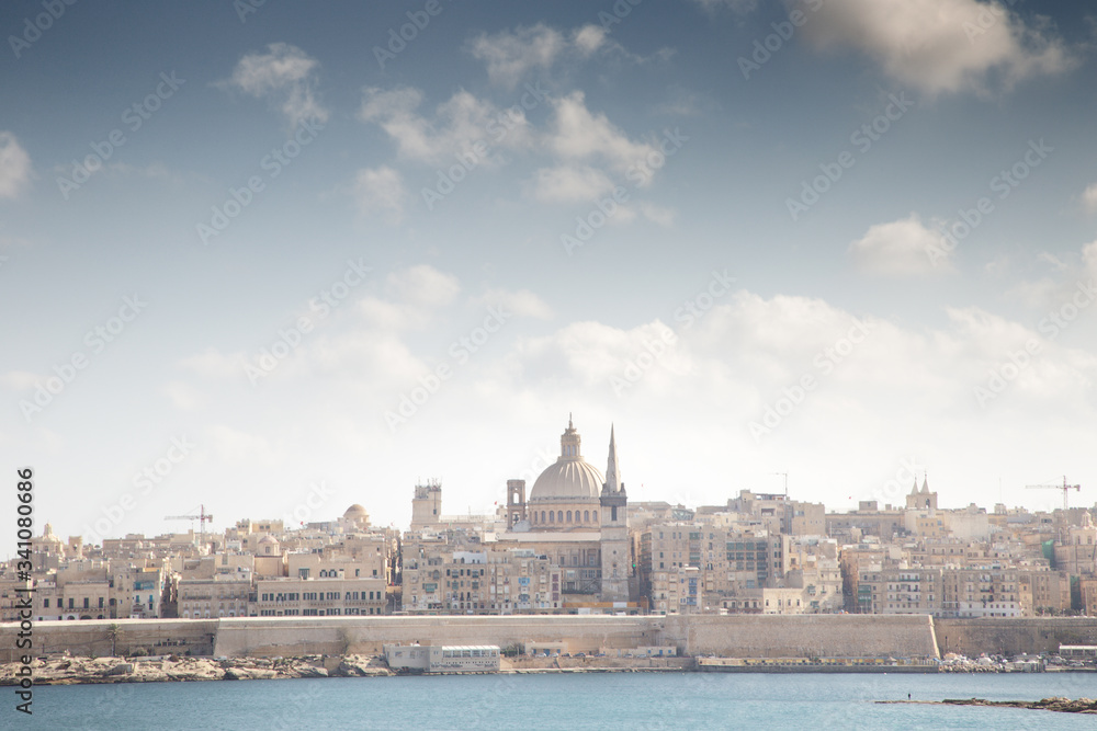 cityscape of valletta from the sea