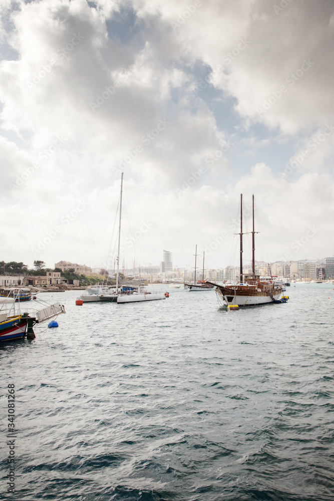 boats moored up in malta