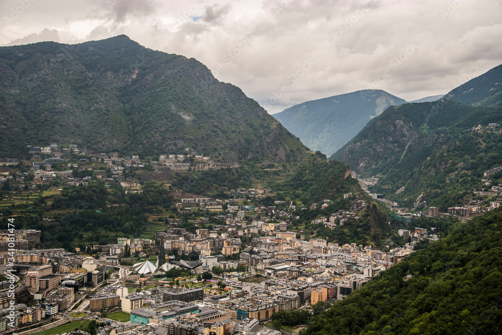 sprawling village in mountain valley in andorra