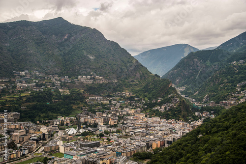 sprawling village in mountain valley in andorra