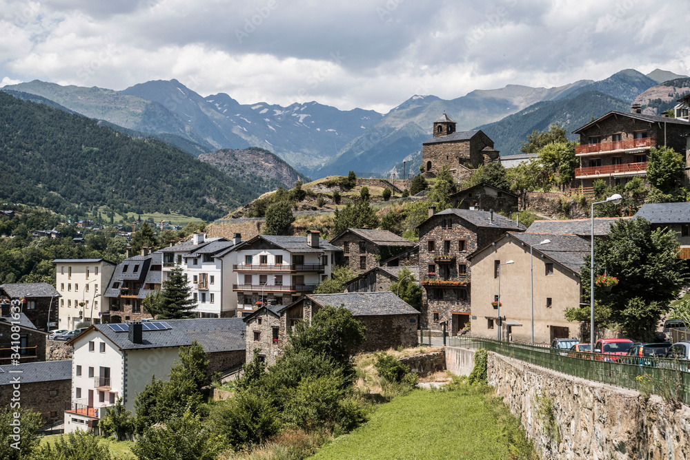 rustic stone village in the pyrenes mountains of andorra