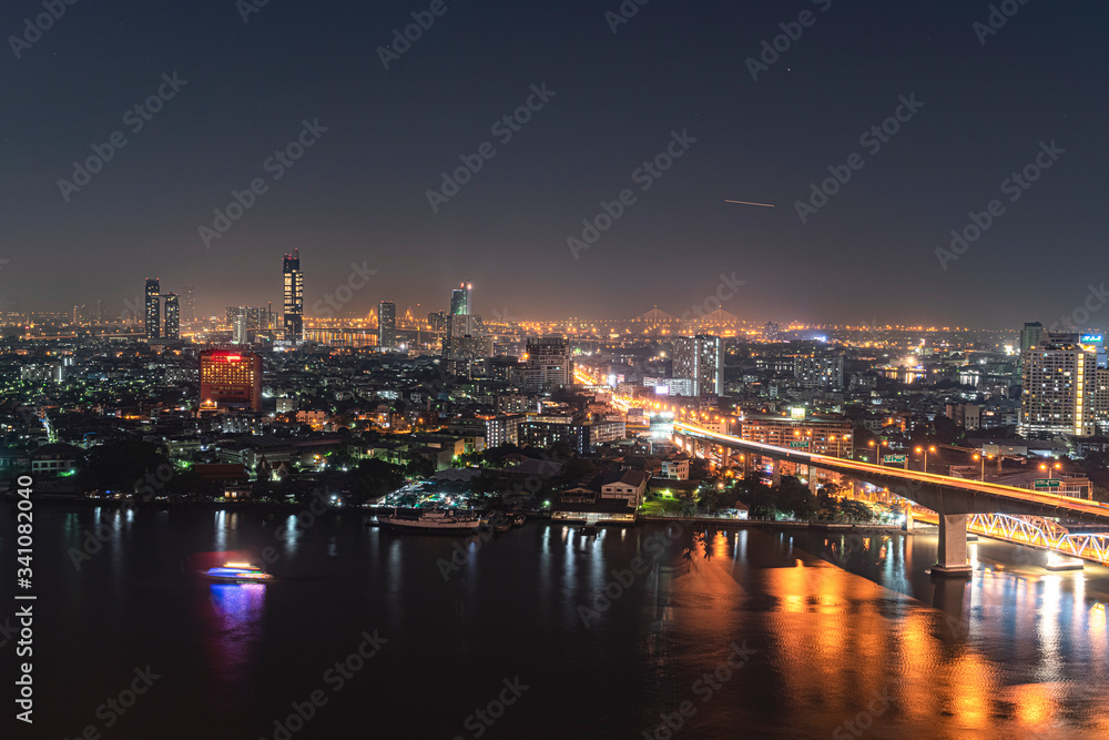 City view at night, Rama III Bridge, Bangkok, Thailand City view at night, Rama III Bridge, Bangkok, Thailand