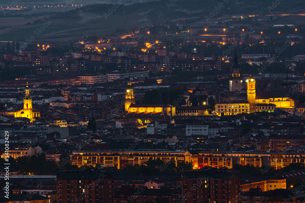 Panorama of the downtown of Vitoria-Gasteiz at night, Spain