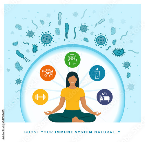 Woman boosting her immune system naturally photo