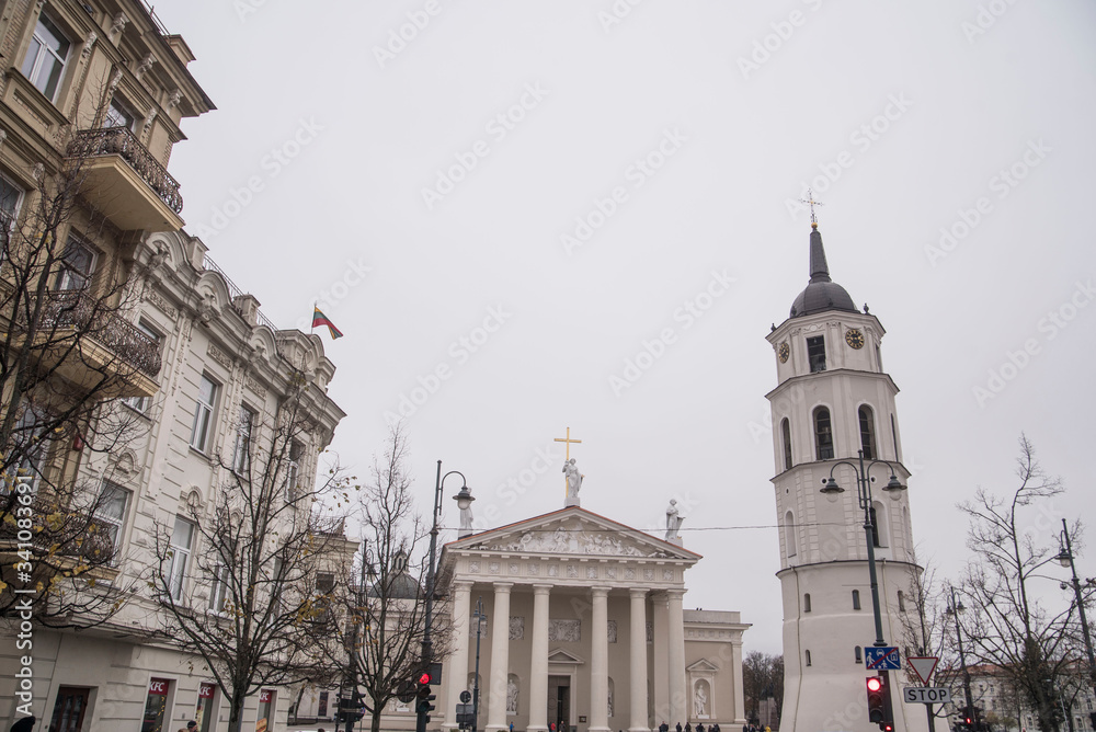 view of old town square in vilnius lithuania