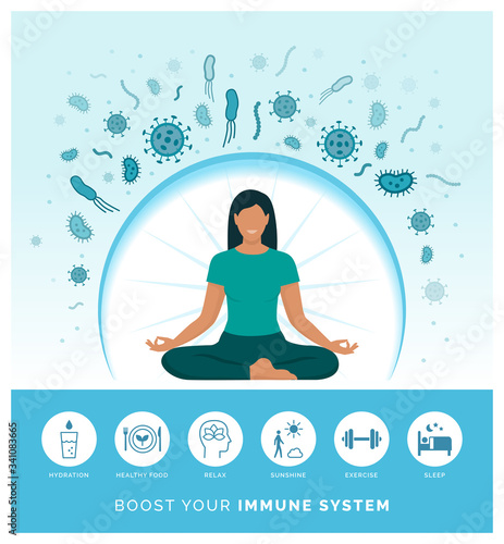 Woman boosting her immune system naturally