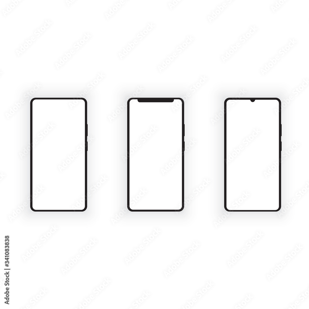 Mockup of smartphones on a white background. Vector illustration . Mockup of smartphones on a white background. Vector illustration .