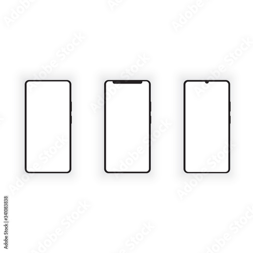 Mockup of smartphones on a white background. Vector illustration .