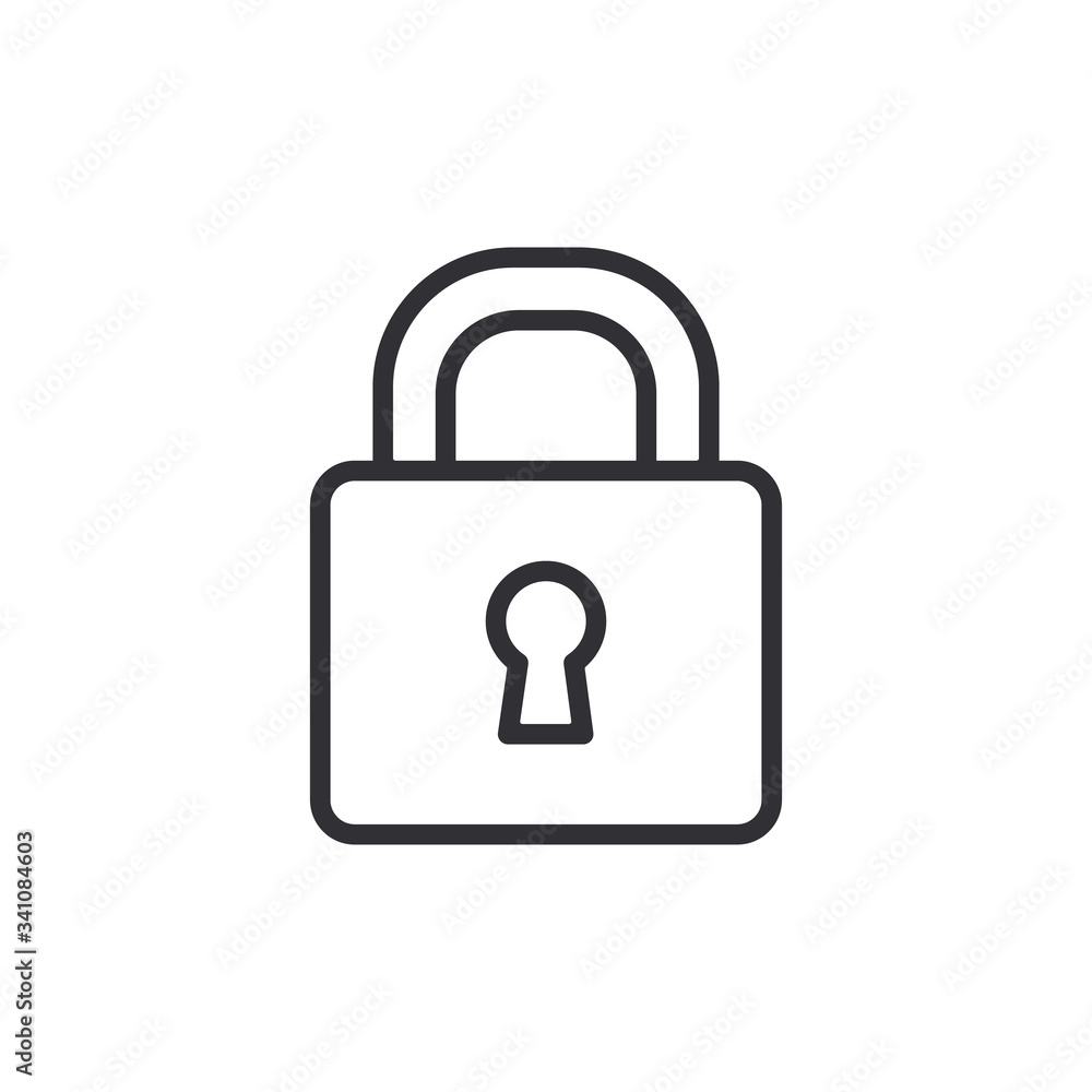 Lock line icon. Security, password, privacy, private information, safety concepts. Simple thin line design. Vector icon Lock line icon. Security, password, privacy, private information, safety concepts. Simple thin line design. Vector icon