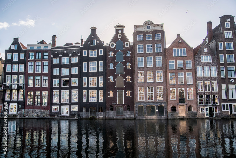 old colorful houses in amsterdam 
