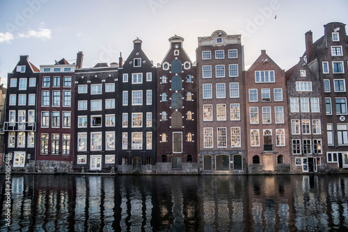 old colorful houses in amsterdam 
