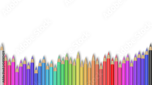 Color pencils set on white background, vector illustration