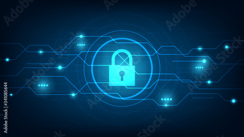 Cyber technology security, network protection background design, vector illustration