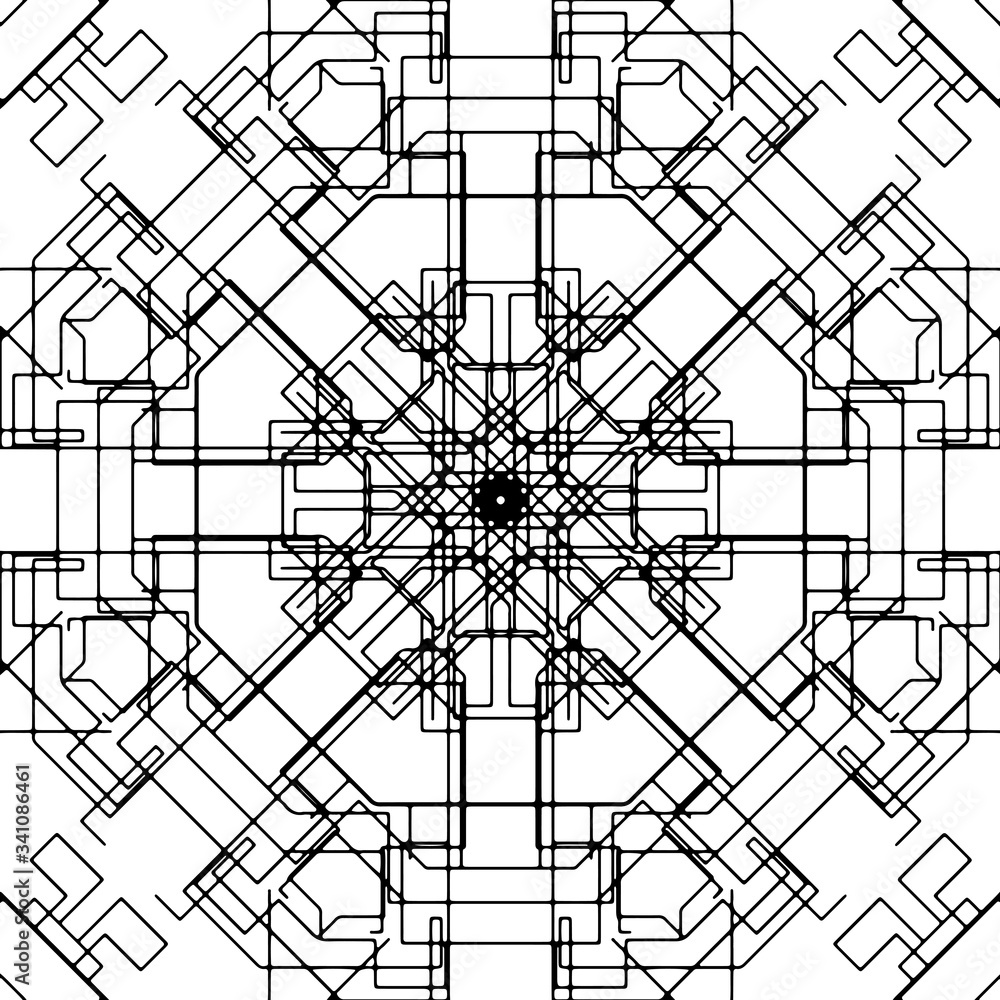 Fototapeta premium Abstract geometric pattern with stripes, lines. A seamless background. Black and white texture.