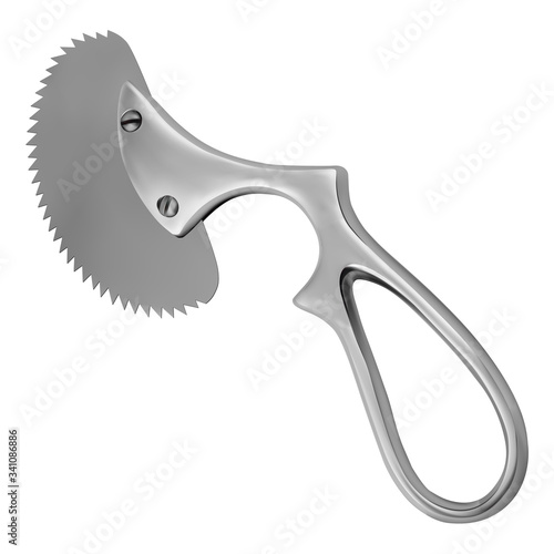 Engel plaster saw. Handheld metal tool to remove the plaster bandage. Medicine and health. Object on a white background. Vector illustration