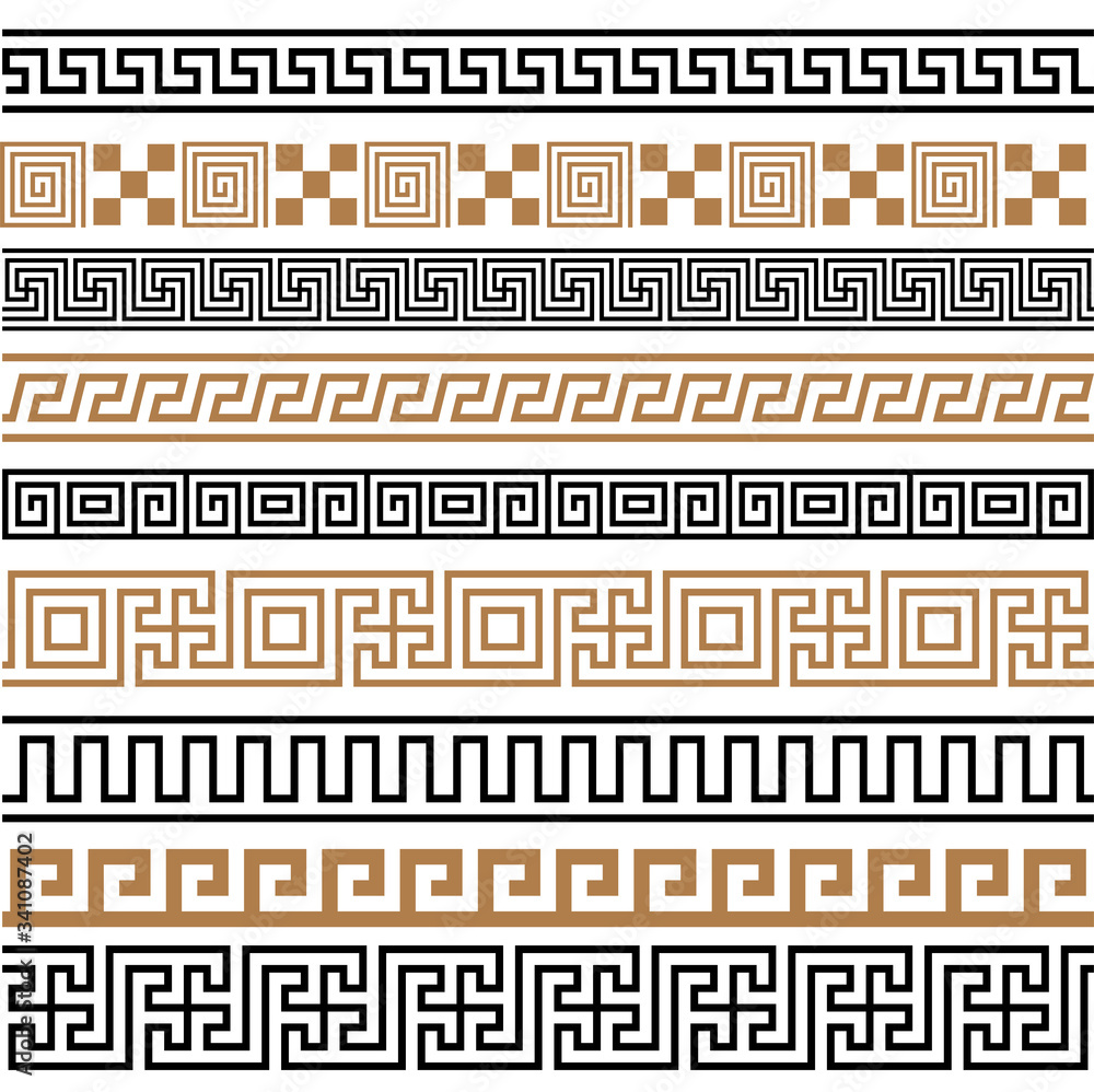 Ancient Greek seamless borders frames pattern set Stock Vector | Adobe ...