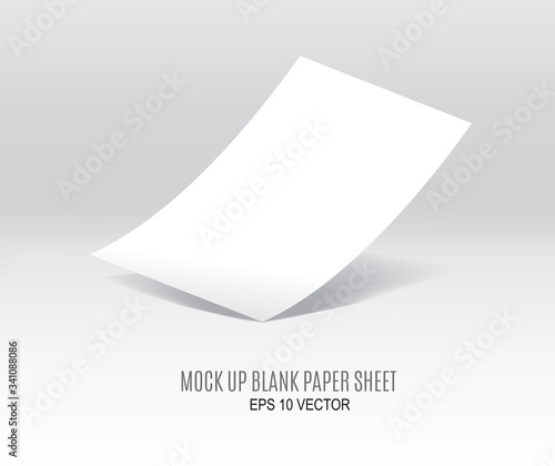 Mock up blank paper sheet. Eps 10 vector illustration.