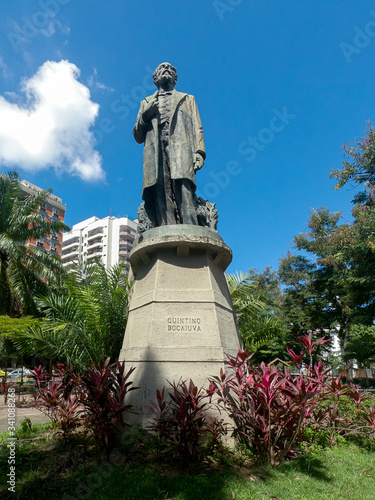 Vertical frame of a statue of Brazilian statesman and writer Quinino Bocaiuva former minister foreign affairs and important in the proclamation of the republic