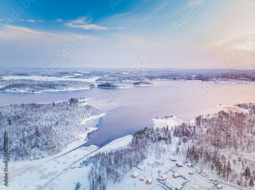 Photos Frosty Ladoga lake shore sunset