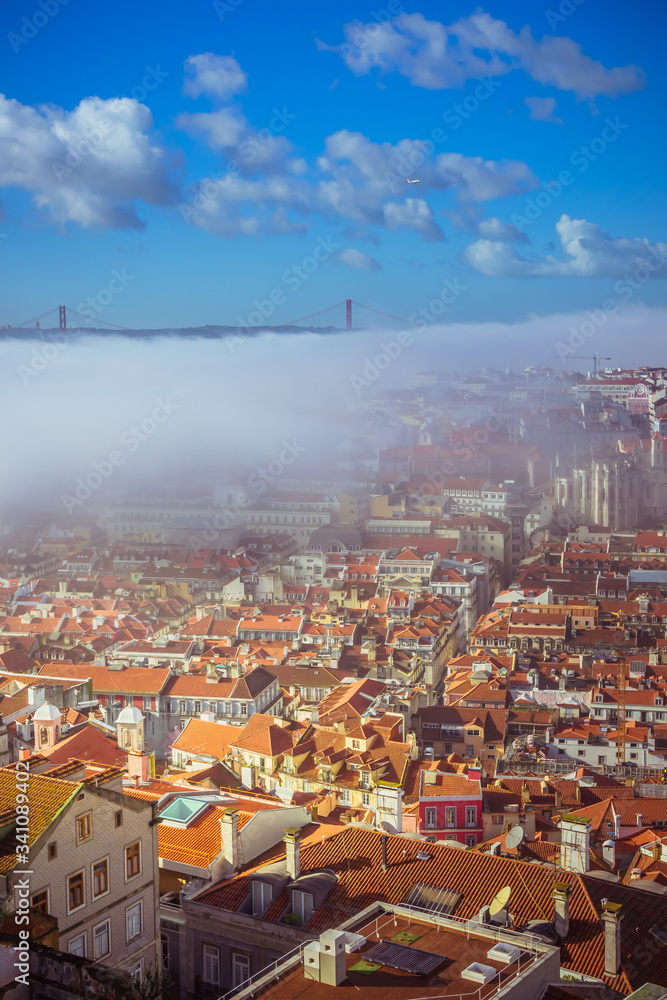 Mysterious view 1 to foggy Lisbon