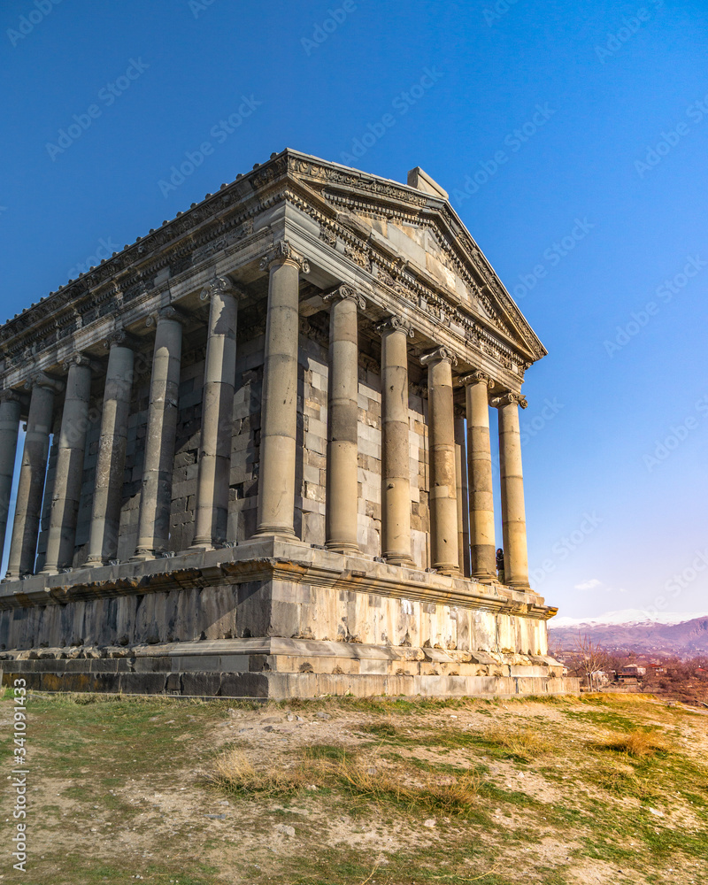 3/4 bottom view of the ancient greek temple of Garni