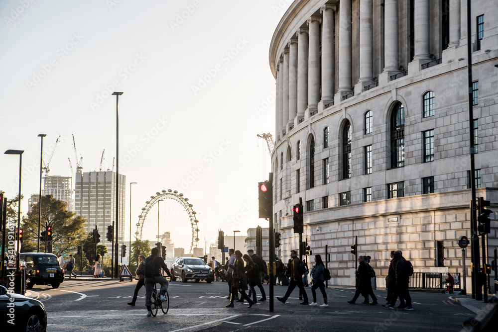 the view of london eye beyond rush hour london