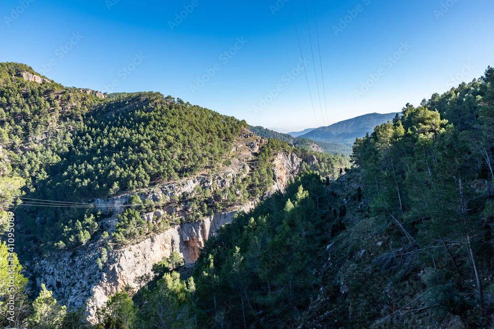 Contrasty landscape scenery from the trail of Los Estrechos, Montanejos, Valencia, Spain