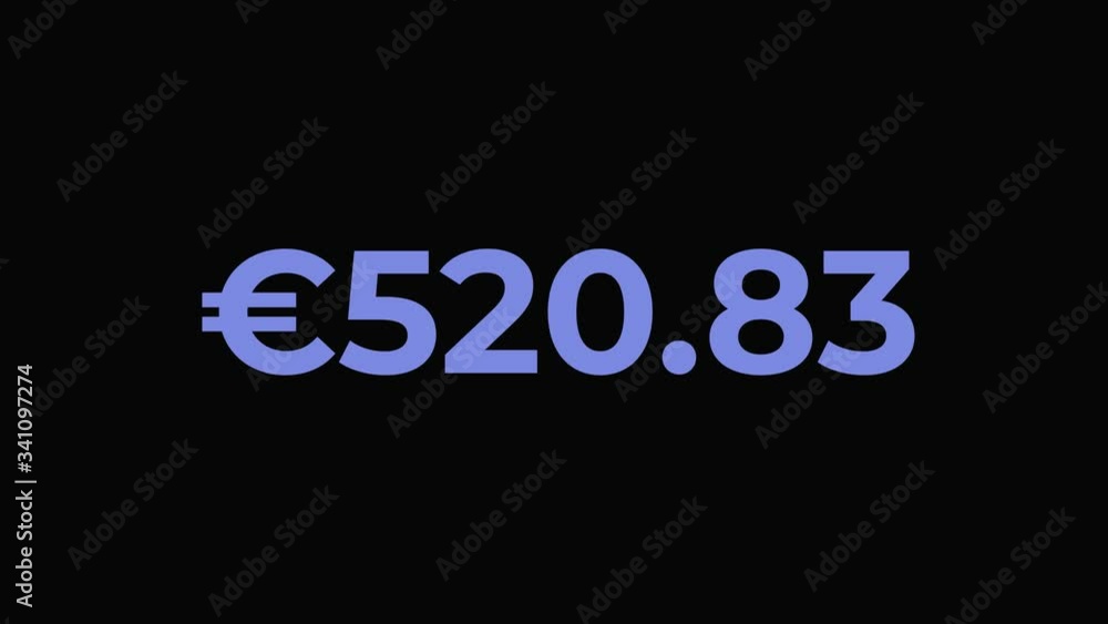 Euro growth timer up to 1000 , one thousand Euro Money Countdown , 1000 Euro Animated Number